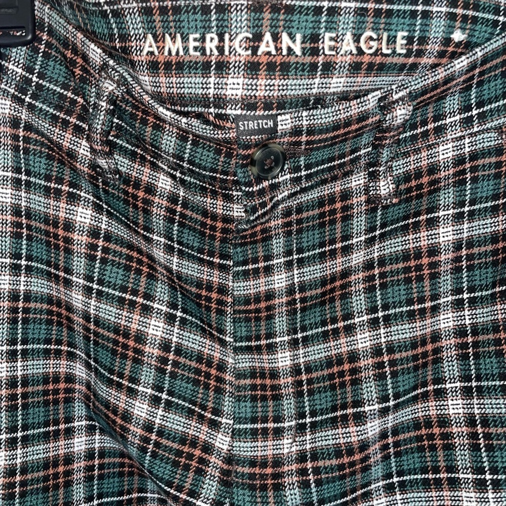 American Eagle Outfitters Plaid Green Straight Leg Pant Trousers Academia Cute - Picture 9 of 12